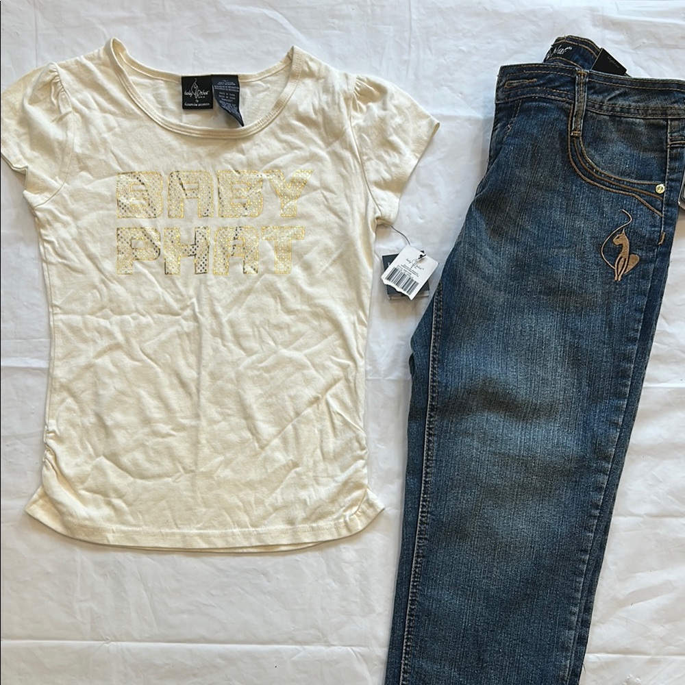 NWT.. Baby Phat Cream and Blue Kids Matching Set